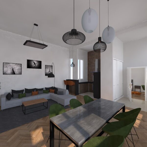 3D látványtervezés nappali és lakberendezés - Szalontai Kata